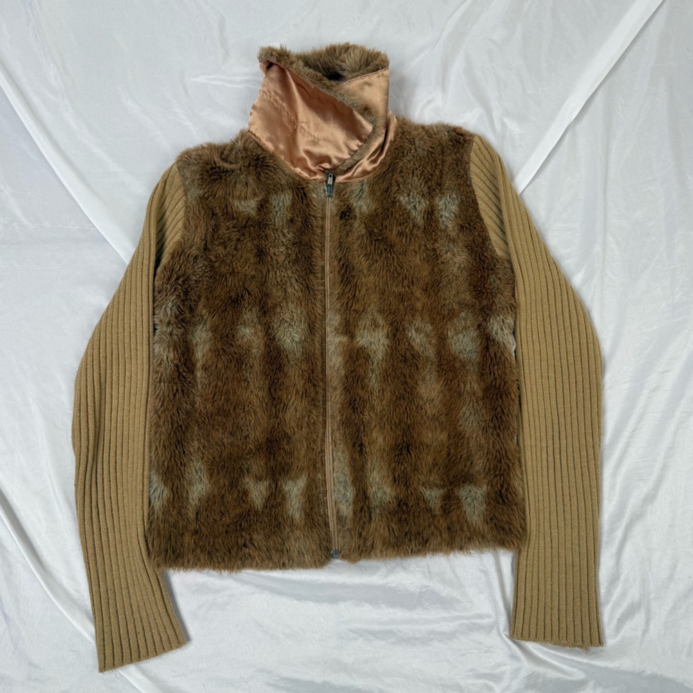 Xoxo Tan and Brown Faux Fur Women's Cardigan